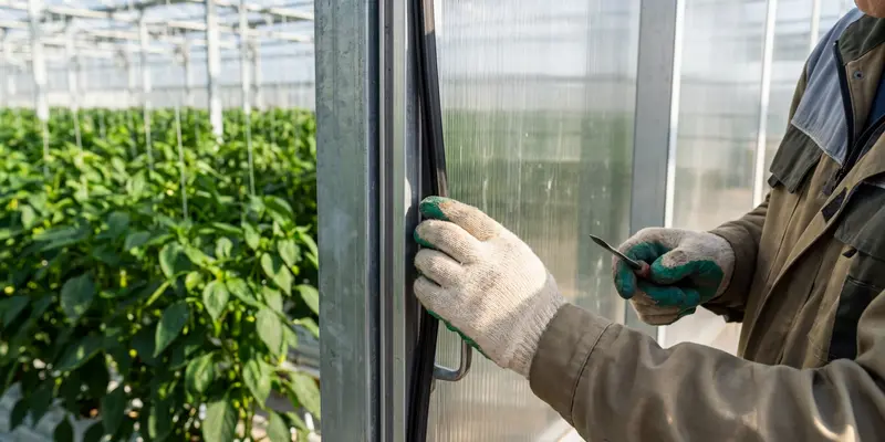 Checking greenhouse door seals and panels